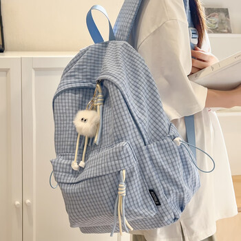 Zinke school bag junior high school girl ins niche 2025 new high-value backpack high school college student backpack travel lightweight blue (with long leg hair ball)