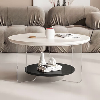 Yupin solid wood coffee table acrylic coffee table minimalist design suspended small apartment living room internet celebrity household cream j131 white
