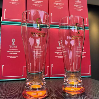 Fifa2022 qatar football world cup silver-inlaid commemorative cup home glass quick-cooling beer cup quick-cooling sterling silver commemorative coin gift 2 pieces