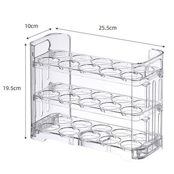 Raft core refrigerator egg storage box side door frame reversible kitchen special egg tray storage box, three layers, can hold 30 eggs, transparent