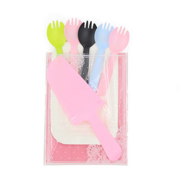 Sai lotto birthday tableware dinner plate plastic set fork plate paper plate candle 4-in-1 200 sets 10 colored forks and spoons 10 plate pink candles 200 sets