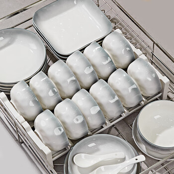 Qianye bowl set tableware complete set of bowls and plates tableware ceramic rice bowl soup bowl underglaze color plate household nordic style underglaze color 10 people 56-piece set