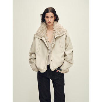 Fu zhien chic parka aurora yingxue detachable sheepskin 90 goose down fur parka jacket green rice white s