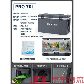 Ice master (icemaster) large capacity large sea fishing box insulated box fishing car refrigerator large capacity outdoor black outdoor gray 70l 1