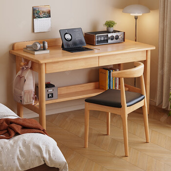 Pengneng solid wood desk home bedroom children's writing desk study room primary and secondary school student study desk simple office computer desk solid wood color # desk imported rubber wood no veneer 80cm*60cm*75cm