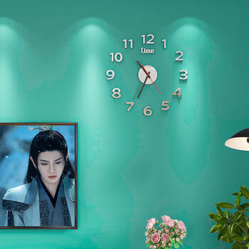 Shiniao luminous creative clock silent punch-free wall 3d wall clock nordic bedroom wall clock simple diy clock living room tx silver 30 cm
