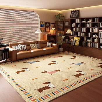 Jin mu cartoon puppy large area full carpet living room dirty resistant easy care wear resistant living room carpet crawling mat home clothes repair dog carpet 140*200