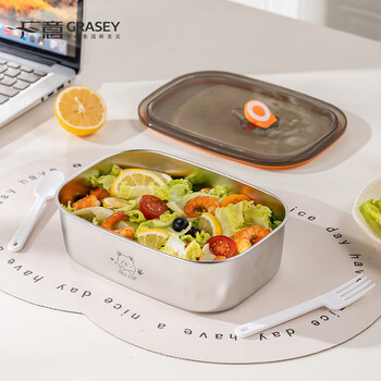 Guangyi 304 stainless steel lunch box lunch box for students and office workers with rice and fresh-keeping single-layer lunch box gy1498
