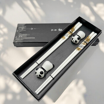 Yanyu qingcheng jingdezhen blue and white panda ceramic chopsticks bamboo chopsticks gift box high-end business chinese style gift for foreigners boutique panda (ceramic chopsticks)
