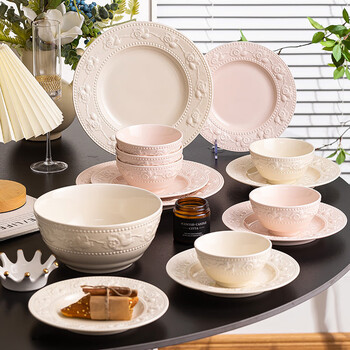 Shangxingzhi is a bowl set, bowls, plates, and tableware, a complete set of bowls and chopsticks, cream-style ceramic bowl, underglaze color, housewarming wedding gift box, food for 4 people, 16-piece set, two-color-gift box