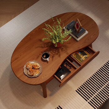 Svago solid wood living room coffee table for second-hand small apartments, double-layer solid wood coffee table, retro-feel light luxury small coffee table, double-layer 100*55*45-walnut color