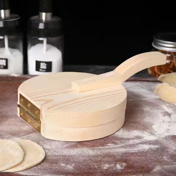 Fantasy steamed stuffed bun skin press machine for home-made steamed stuffed buns, dumplings, thick skin rolling tool for making xiaolongbao buns, wood color
