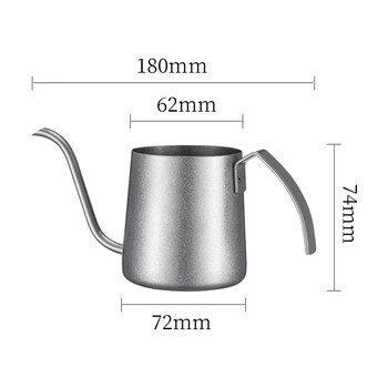 Aihuat ear-mounted hand brewing kettle with scale 304 stainless steel brewing coffee slim mouth kettle outdoor portable lid drip kettle 250ml frosted silver-7 handles with scale