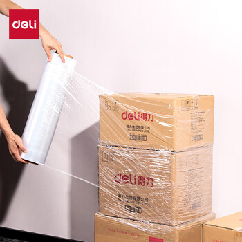 Deli new product stretch film packing film 50cm*300m film weight 2.07kg/roll 16 rolls pe stretch film industrial packaging film cling film moving protection plastic film jf356