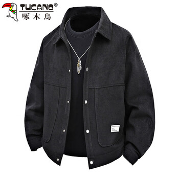 Woodpecker (tucano) jacket men's autumn and winter jacket casual loose high-end handsome lapel work clothes men's black xl
