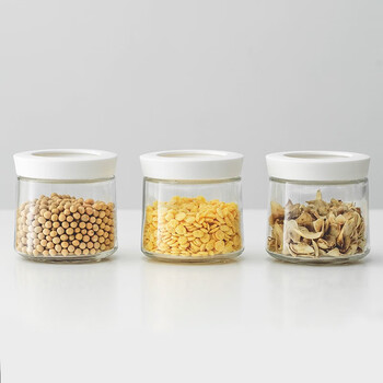 Sailoto sealed jar japanese household moisture-proof glass bottle grain storage jar candy jar storage jar glass jar 500ml3 white