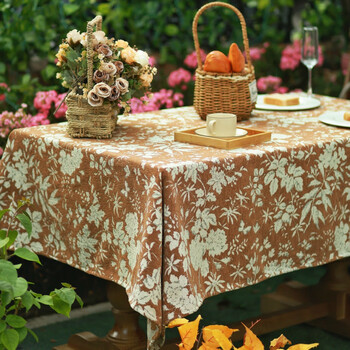 Shijanu french retro jacquard tablecloth light luxury rectangular round table cover with antique style atmosphere coffee chenille 90*140cm