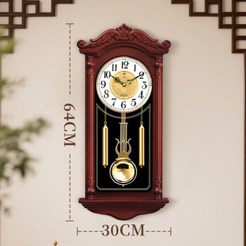 Polaris (polaris) wall clock living room chinese-style clock silent quartz clock european-style creative retro chinese-style silent pendulum clock swing wall hanging mahogany color 2887 ultra-quiet automatic synchronization movement
