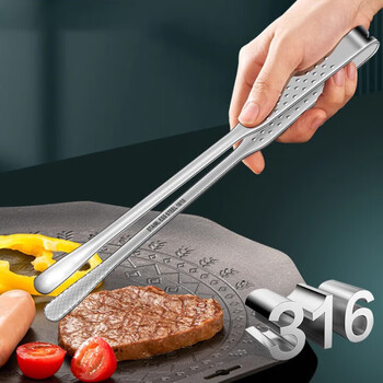 Home katei story japanese 316 stainless steel barbecue tongs kitchen anti-scalding barbecue tongs food tongs fried steak tongs fried fish tools large size 316 barbecue tongs