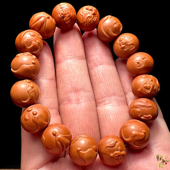 Sailotou phaseless local hericium head bracelet for men and women, kiwi fruit, walnut original seed carving, peach core light pearl olive core carving, large monkey head phaseless 14