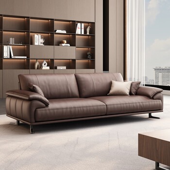 Modern dynasty 2025 new simple modern office sofa coffee table combination business reception leather office sofa top layer leather three-seater
