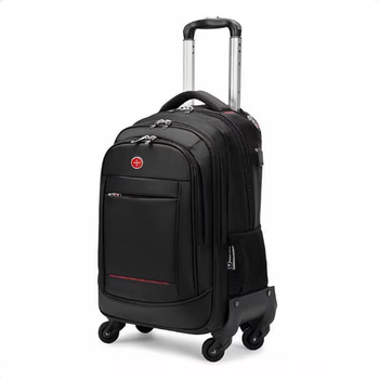 Swiss sergeant knife backpack trolley backpack large capacity short distance travel bag multifunctional middle school and high school student school bag black regular version universal wheel 22-inch high-end wear-resistant anti-slip super silent wheel