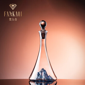 Fankaqi french crystal high-end blue mountain iceberg red wine decanter wine divider wine pourer red wine glass set for home use blue mountain waterfall decanter with lid single pack 1300ml