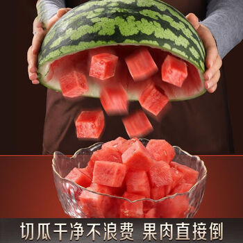 Qin kaisi melon dicing artifact double-headed stainless steel dicing and dividing device for household melon eating fork, kitchen dual-purpose watermelon cutting, upgraded version, double-headed watermelon cutting, horizontal cutting and vertical pulling // regular single head/style 1 pack watermelon spoon