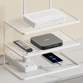 Xinwujia wifi router placement rack desktop storage box storage rack tv set-top box bracket small multi-layer storage rack white medium double layer
