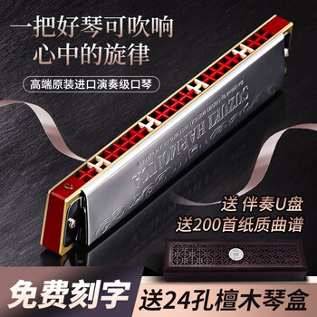 Suzuki japan's original imported high-end suzuki 24-hole polyphonic c-key harmonica a/f/g professional performance-grade gift instrument originally imported-24-hole c key palace master level