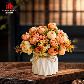 Love has been filled with sugar artificial flowers, artificial flowers, chinese-style ornaments, ceramic vase sets, 18cm chrysanthemum bud yellow plastic flowers, decorative flowers, table flowers