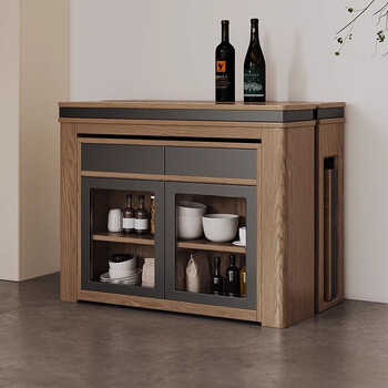 Nordason nordic folding retractable dining table and sideboard all-in-one multi-functional home small apartment invisible furniture against the wall dining table + sideboard