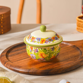 Weibon jingdezhen ceramic pansy stew cup waterproof stew household covered one-person soup small stew cup steamed egg custard pansy stew cup