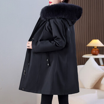 Austrian dolphin jacket women's coat haining rex rabbit fur integrated inner liner warm jacket mxg2430 black 2xl