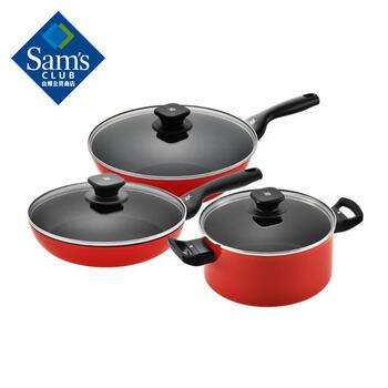 Crystal flame non-stick frying and frying pot set 3-piece set