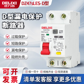 Delixi d-type leakage protection switch dz47sles power type 2p63a leakage protection 220v three-phase 3p circuit breaker 32a small size leakage protection 2p