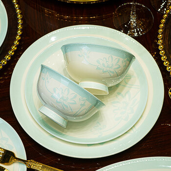 Red peony jingdezhen dishes set underglaze color bone china tableware set household tableware chinese ceramic plate bowl set lotus moonlight underglaze color dishwasher support 60 piece set