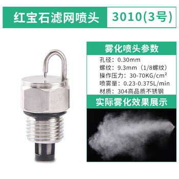 Wen yijia ruby striker nozzle 304 stainless steel high-pressure atomization nozzle mist landscape humidification spray orchard striker filter no. 3 aperture 0.30mm