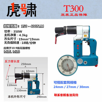 Huxiao electric fixed torque wrench adjustable torque steel structure bridge flange pipe high strength bolt loading and unloading t300 (torque 150-400 nm)