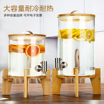 Large-capacity cold kettle with faucet, glass bucket, juice-resistant tea bucket, reception beverage bottle wl 1l + stainless steel faucet 75l