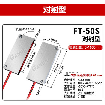 Yuechangsheng strip area matrix fiber optic sensor through-beam infrared sensing diffuse reflection fiber grating ft-50s
