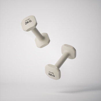 Sinuode dumbbell women's home fitness equipment sports yoga shaping aerobics exercise arm muscles pure iron-impregnated plastic dumbbell men's gray white-2kg*2 shoulder and back shaping