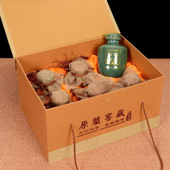 1 pound of 6 bottles of white wine empty wine bottle packaging complete gift box portable wine box high-end wine box gift box customization 1 pound of wide mouth green cellar 6 pieces + brocade box