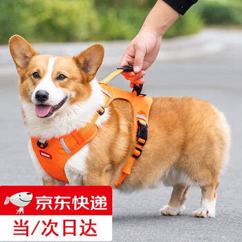 Star rudder pet harness dog walking traction corgi teddy medium dog puppy vest type explosion-proof dog harness harness orange m