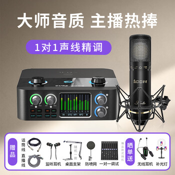 Aiken 4nanos external sound card set live broadcast professional recording shouting mai anchor book voice rap equipment mobile phone computer microphone microphone sound card equipment set complete set 4nanos + aiken ld-1