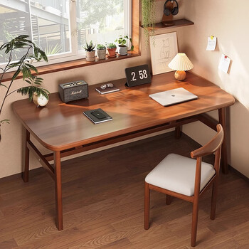 Humanity chengjia computer desk simple desk home bedroom student study desk writing desk simple desktop office workbench desk 15mm thickened desktop walnut color 100*60cm