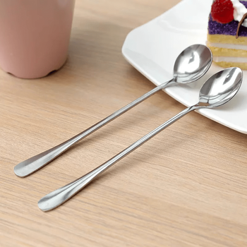 Fat donglai's same style long handle round head extended coffee spoon stainless steel spoon long handle coffee spoon extended stirring round head 1 set