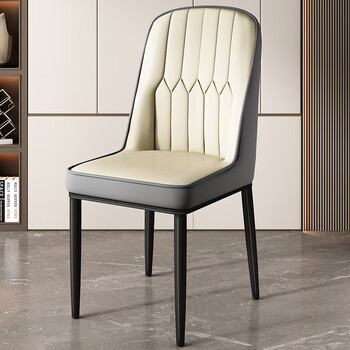 Yu mengxindi lightning dining chair restaurant backrest chair simple stool home office chair study desk chair seat computer chair off-white surface + gray back + black legs one piece is also shipped
