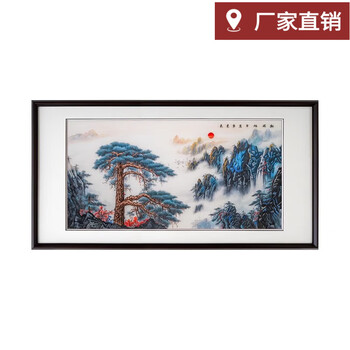 Yusen yi su embroidery purple qi donglai living room decoration painting sofa background wall welcome pine rising sun embroidery hanging painting office mural default