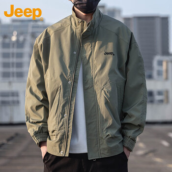 Jeep jeep jacket men's jacket fall and winter stand collar executive casual loose american clothes men's green xl
